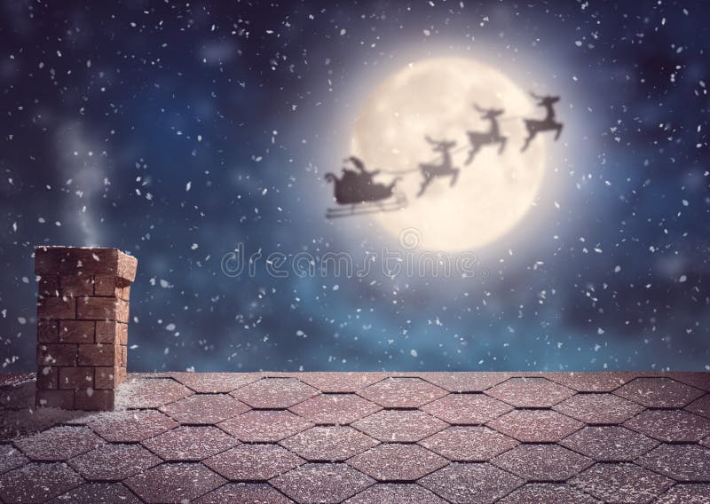 Santa Claus-Fliegen in seinem Pferdeschlitten Santa Claus-Fliegen in seinem Pferdeschlitten