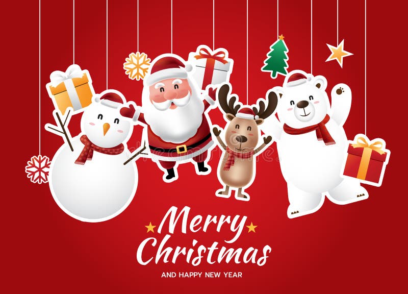 Santa Claus and the Gang Christmas Greetings Ornament Elements Hanging Stock Vector - Illustration of background, decoration: 202182109 Santa Claus and the Gang Christmas Greetings Ornament Elements Hanging Stock Vector - Illustration of background, decoration: 202182109