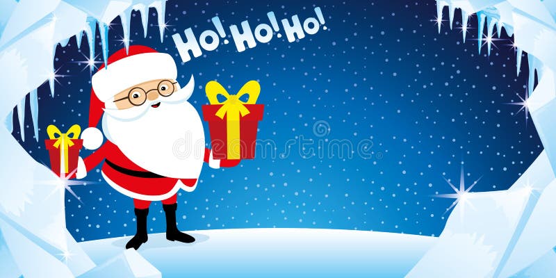 Santa claus with gift boxes in hands. vector illustration