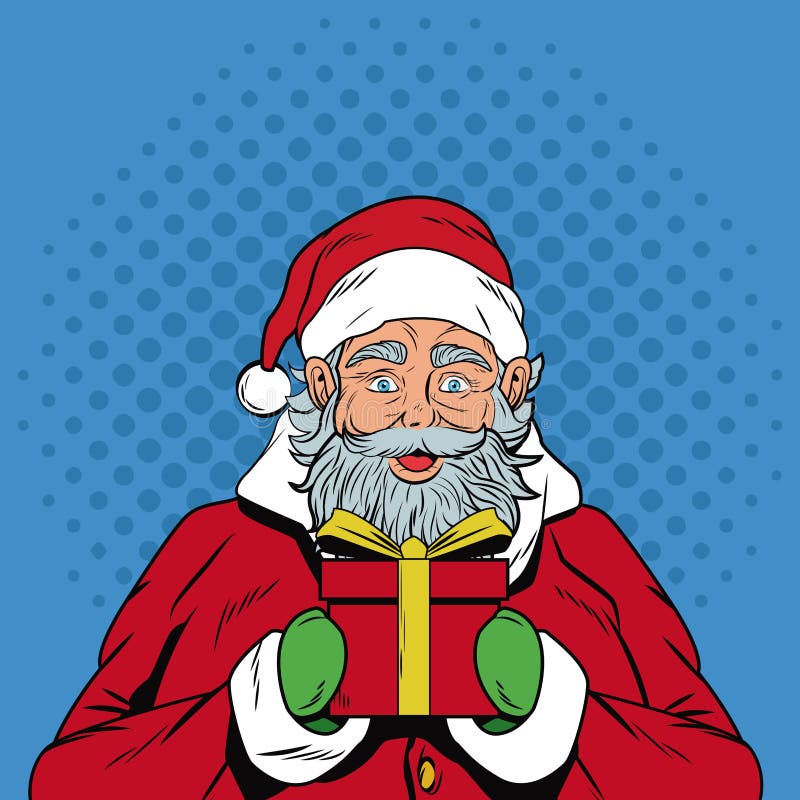 Santa claus with gift Christmas pop art stock illustration Santa claus with gift Christmas pop art stock illustration