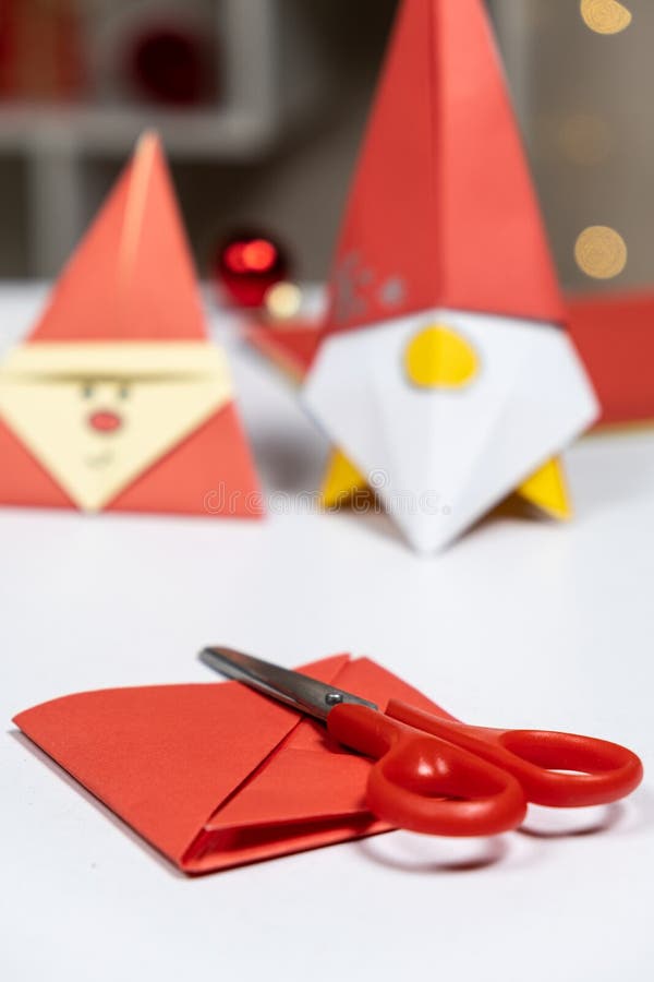 Homemade Christmas crafts made from red and white felt sheets