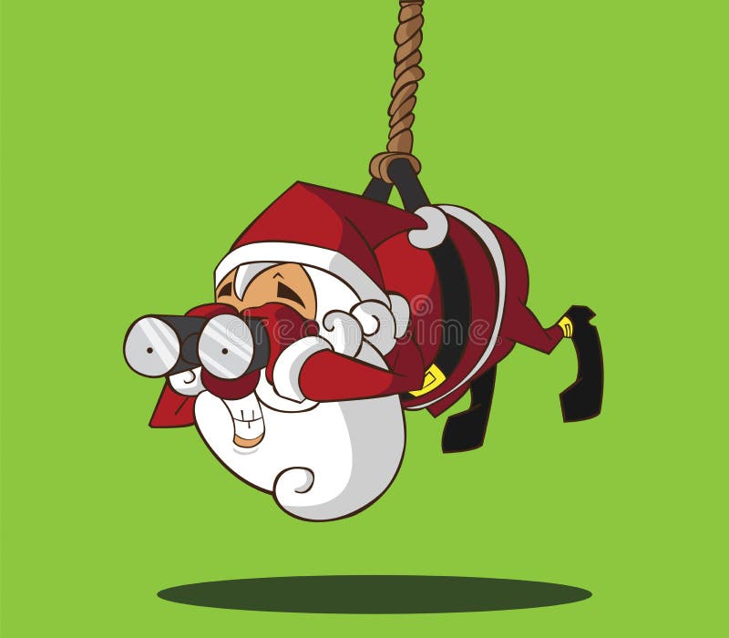 Santa Claus hanging on a rope