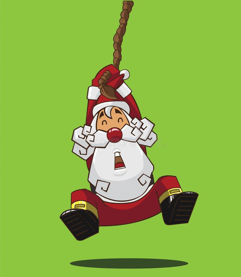 Santa Claus hanging on a rope