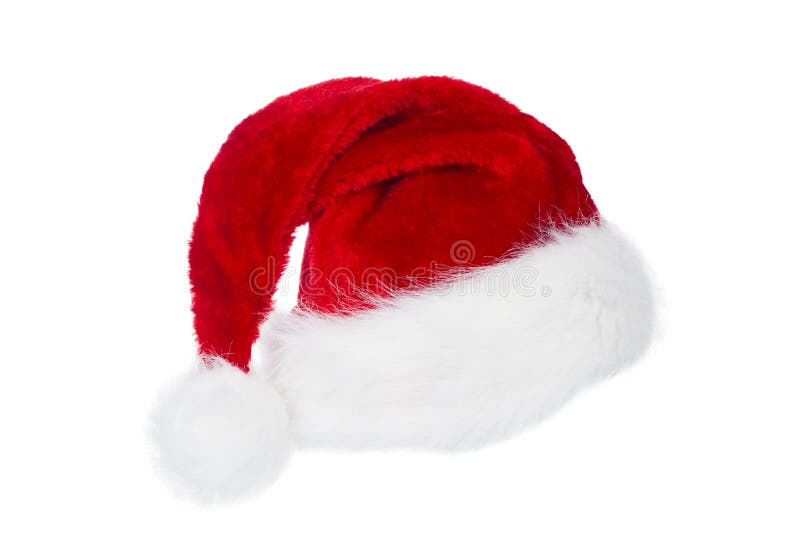 Santa Claus Hat, rotes Weihnachtshut-Weiß lokalisiert lizenzfreies stockbild Santa Claus Hat, rotes Weihnachtshut-Weiß lokalisiert lizenzfreies stockbild