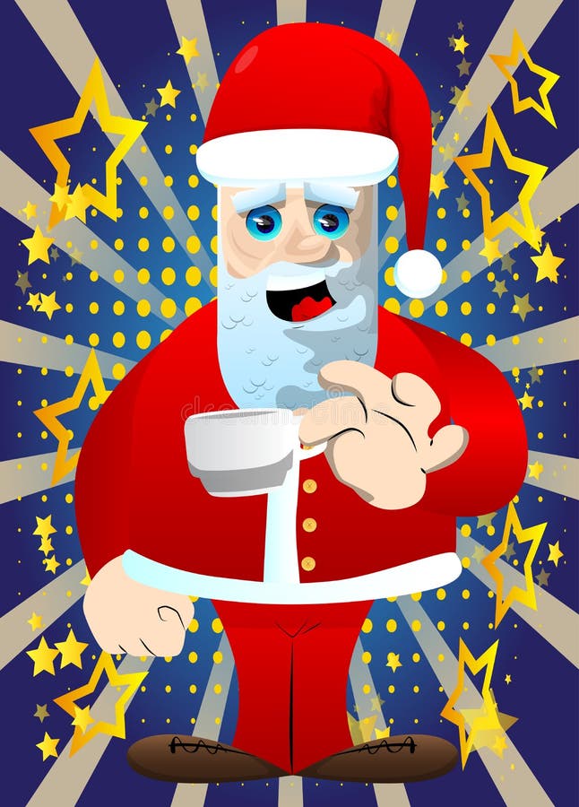 Cartoon Santa Claus Drinking Coffee Stock Illustrations – 174 Cartoon ...