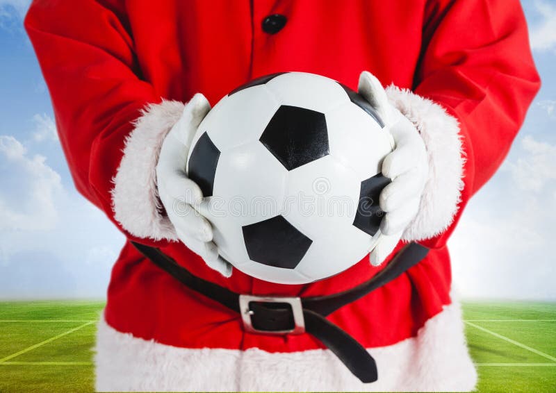 Santa Claus Holding a Football Stock Image Image of event, goalpost