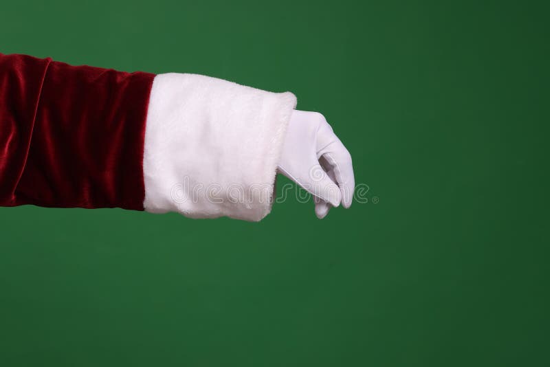 Santa Claus holding something on green background, closeup. Space for text. Background chromakey copy space stock images, royalty-free photos and pictures