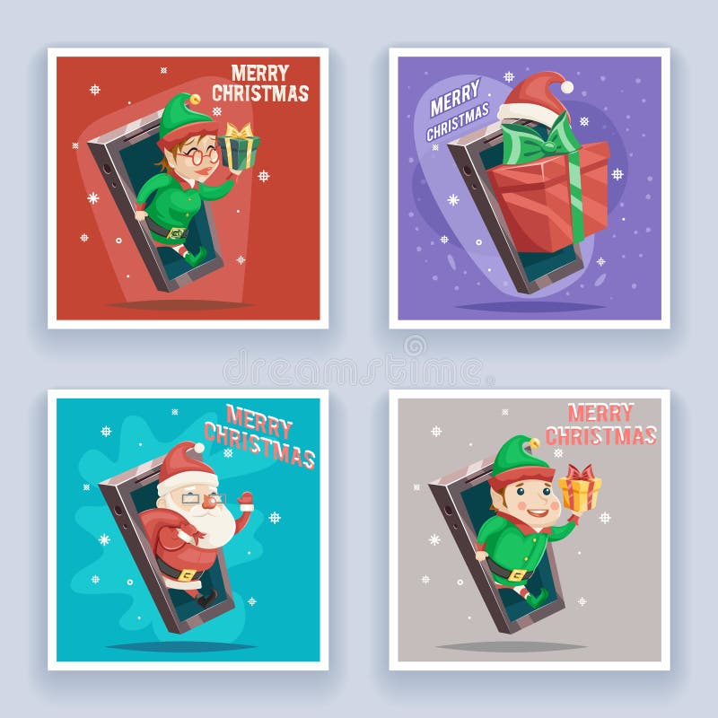 Santa Claus linda con vector hembra-varón del diseño de la historieta del teléfono móvil de la tarjeta de felicitación del Año Nu libre illustration Santa Claus linda con vector hembra-varón del diseño de la historieta del teléfono móvil de la tarjeta de felicitación del Año Nu libre illustration
