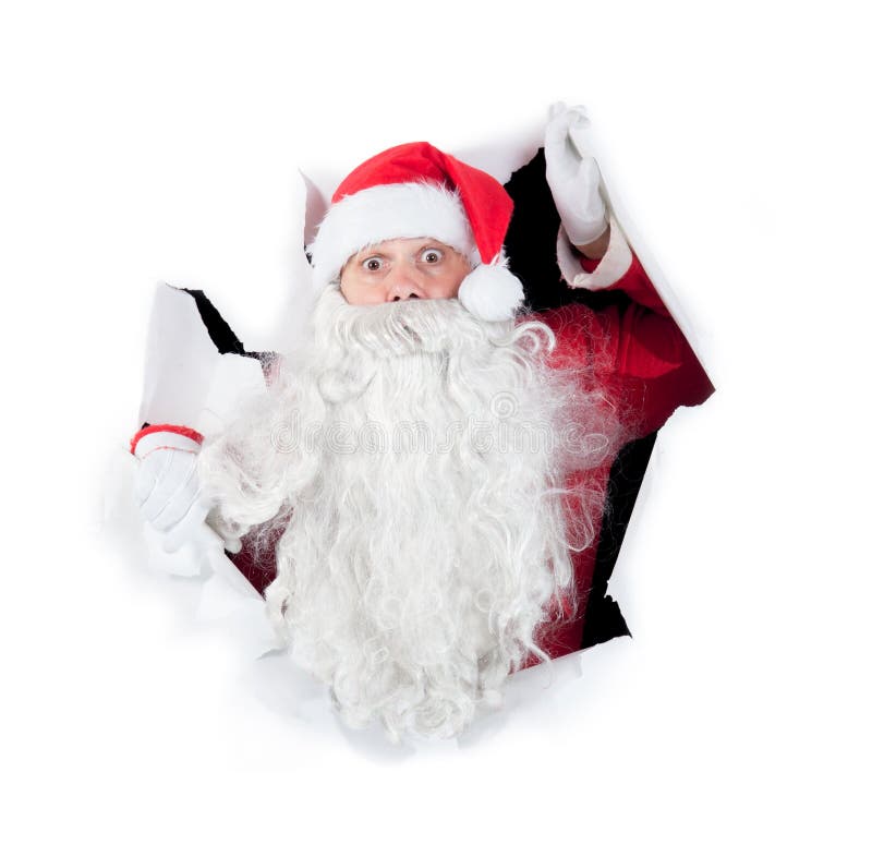 Santa Claus looking through hole royalty free stock photos Santa Claus looking through hole royalty free stock photos