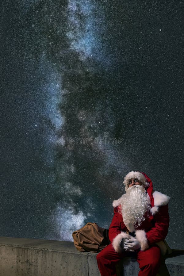 Santa Claus Magic Christmas-nacht Sterrige nacht stock fotografie Santa Claus Magic Christmas-nacht Sterrige nacht stock fotografie