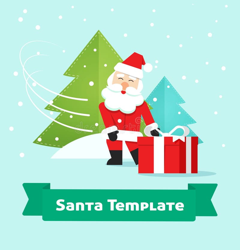 Santa Claus met gift, Vrolijke Kerstmis, Nieuwjaar huidige levering stock illustratie Santa Claus met gift, Vrolijke Kerstmis, Nieuwjaar huidige levering stock illustratie