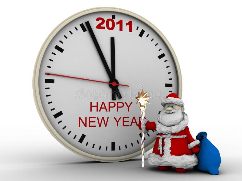 Santa Claus with New Year s clock