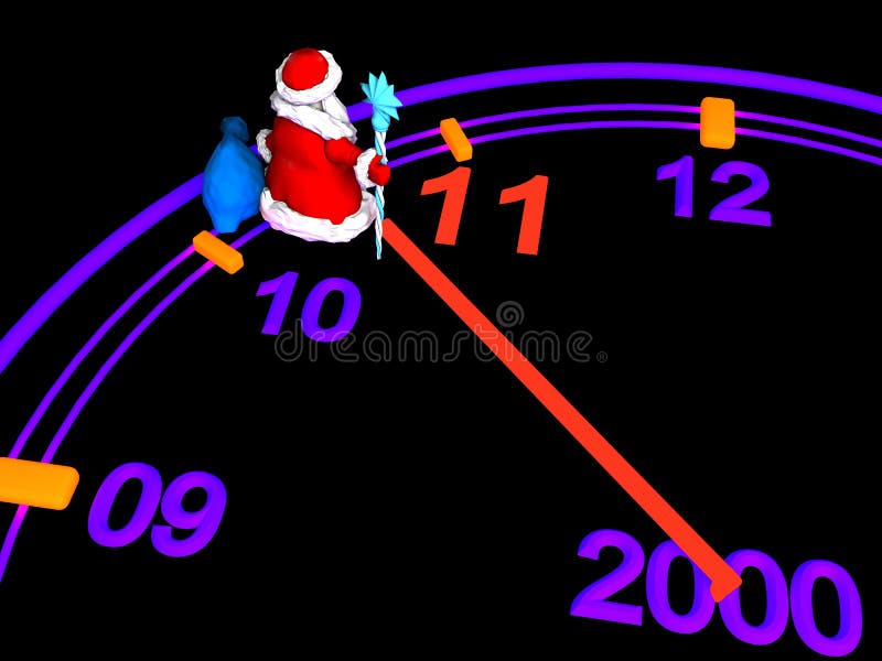 Santa Claus with New Year s clock