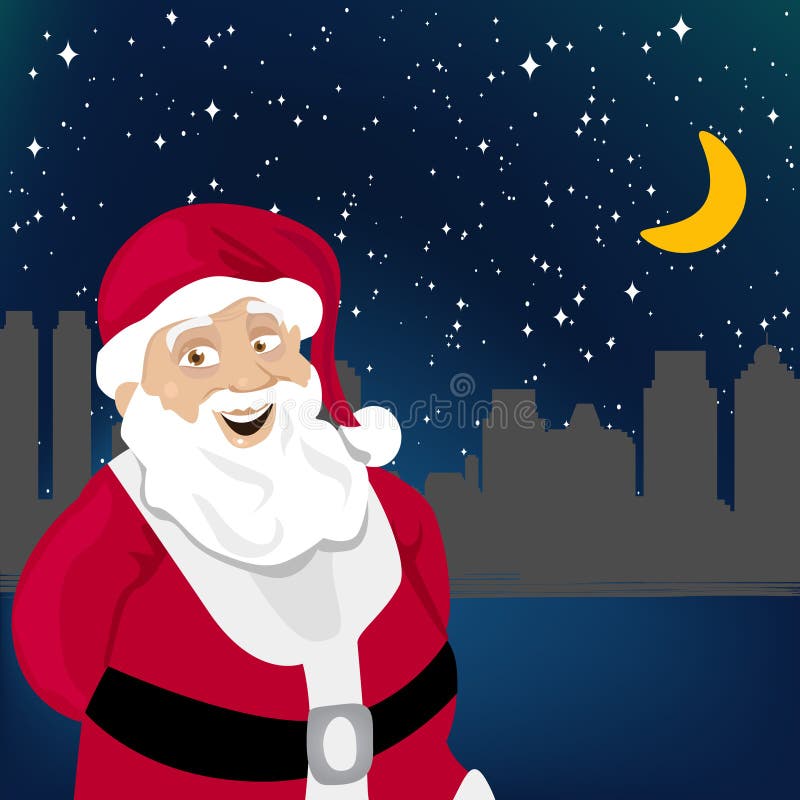 Santa claus with night city