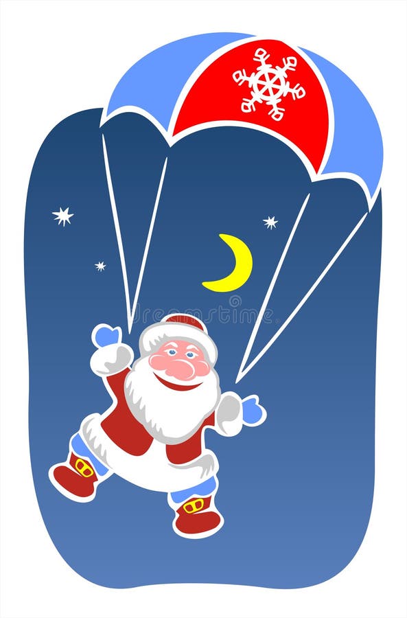 Santa claus and parachute