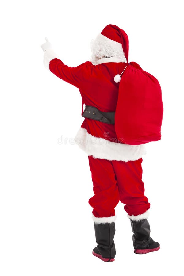 Santa Claus peka och bakre sikt royaltyfri foto Santa Claus peka och bakre sikt royaltyfri foto