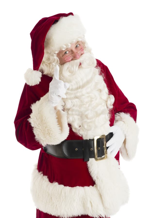 Santa Claus Pointing Against White Background fotos de stock Santa Claus Pointing Against White Background fotos de stock