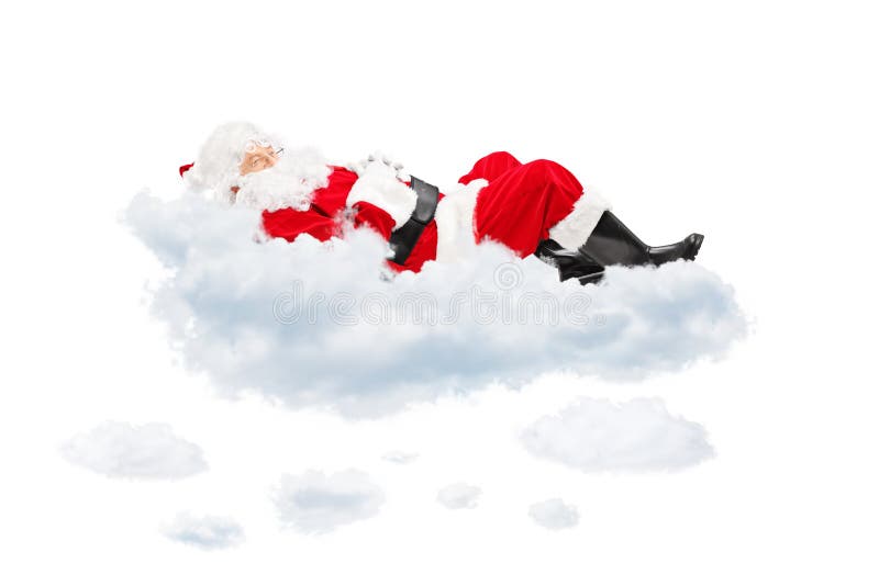 Santa Claus que descansa ao encontrar-se na nuvem imagens de stock Santa Claus que descansa ao encontrar-se na nuvem imagens de stock
