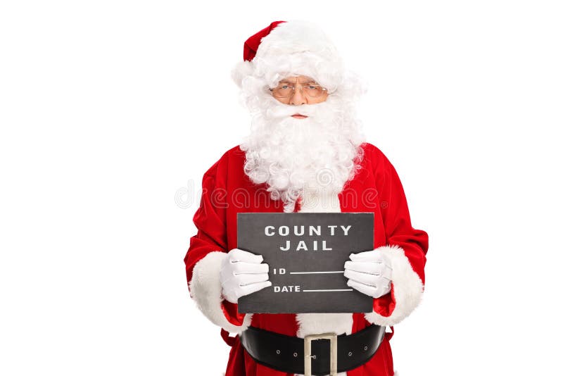 Santa Claus que presenta para una fotografía de detenido