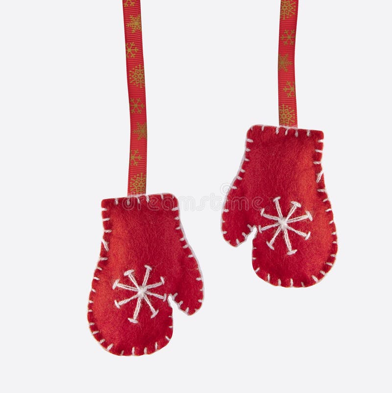 Santa Claus Red Gloves Handmade Stock Photo Image of hand, frozen