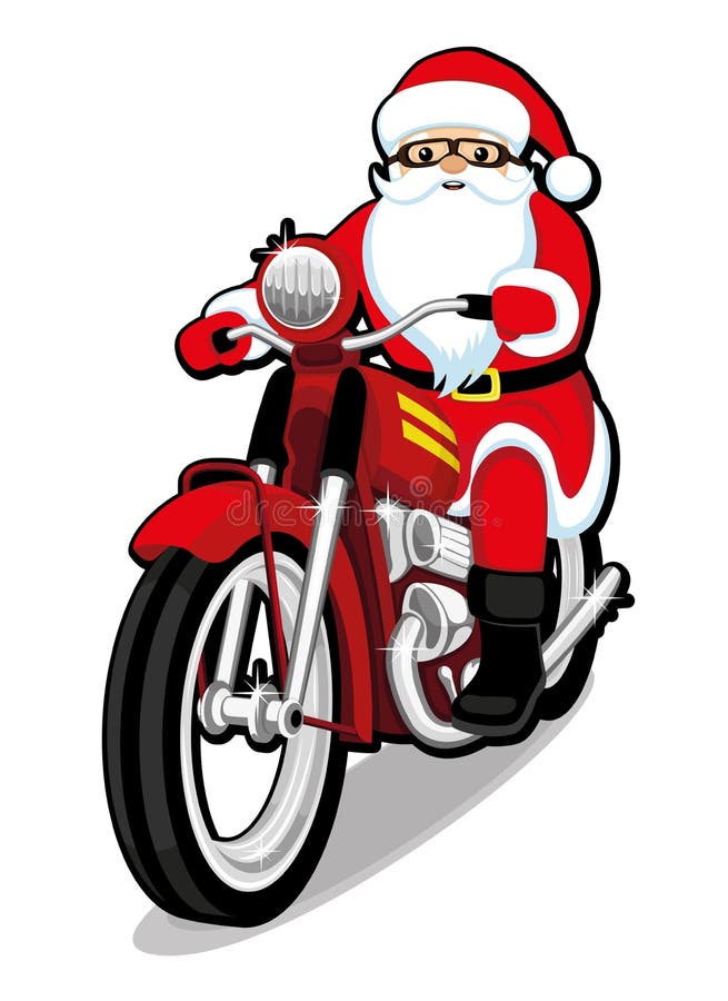 Santa On Motorcycle Clipart