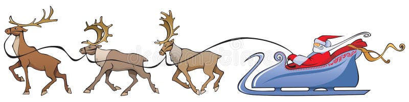 Santa Claus reindeer sleighing