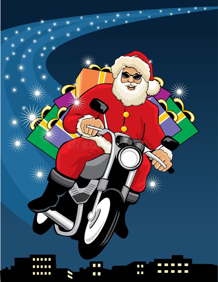 Santa Claus riding a motorcycle