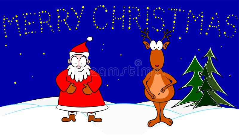 Santa Claus and Rudolph the Red-nosed Reindeer Stock Vector
