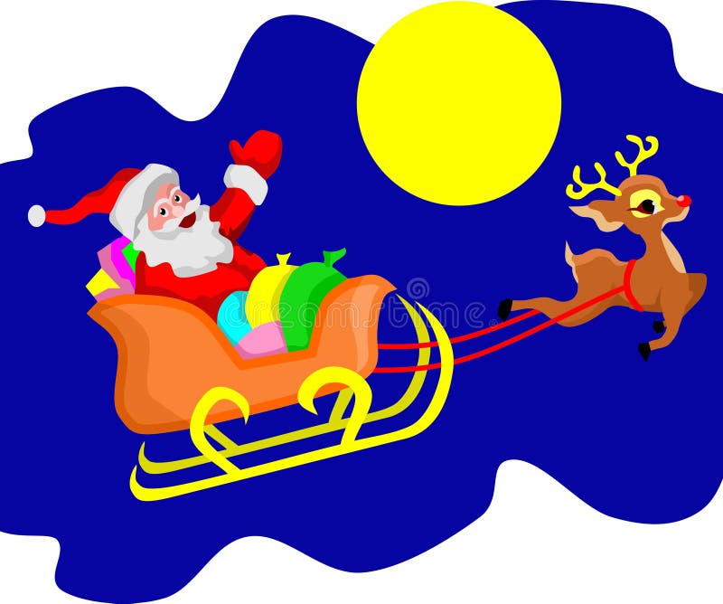 Santa Claus And Rudolph Reindeer Stock Illustration - Illustration of