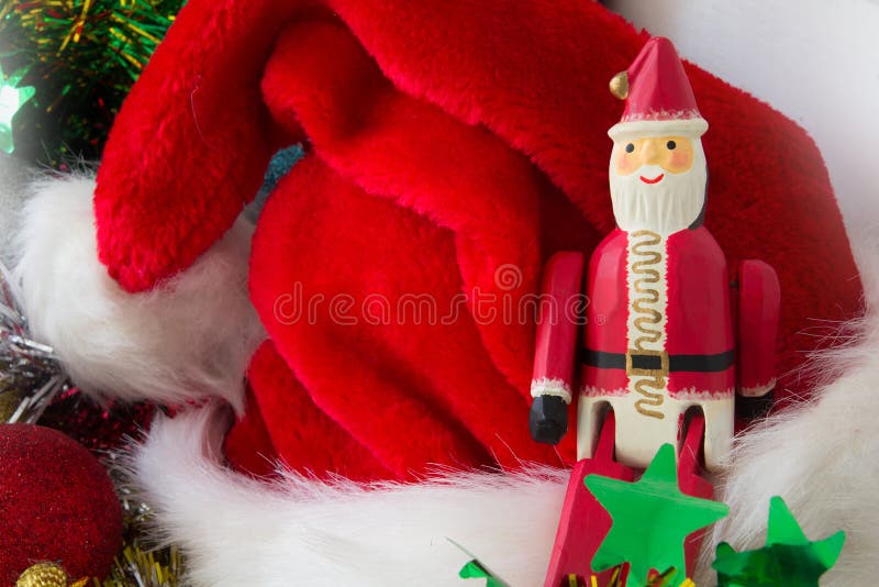 Santa Claus single focused with blur red hat royalty free stock photos Santa Claus single focused with blur red hat royalty free stock photos