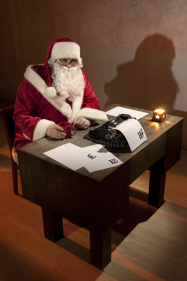 Santa Claus Sitting by a Desk Stock Image - Image of white, moody: 11819279