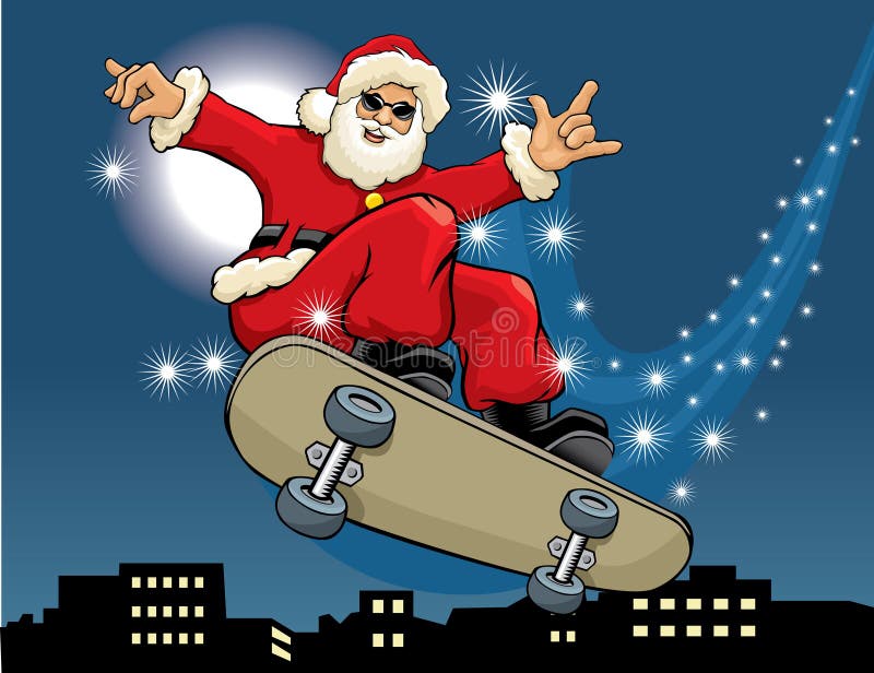 Santa Claus Skateboarding