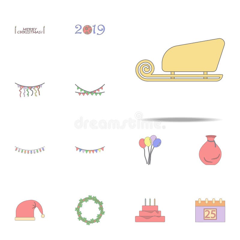 Santa Claus sleigh colored icon. Christmas holiday icons universal set for web and mobile vector illustration Santa Claus sleigh colored icon. Christmas holiday icons universal set for web and mobile vector illustration