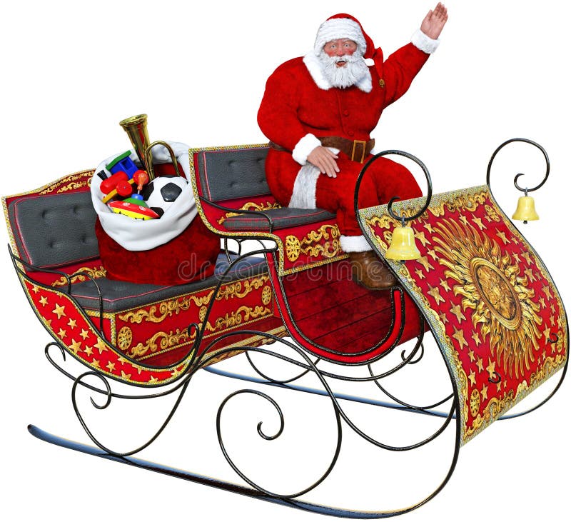 Santa Claus Sleigh leksaker som isoleras royaltyfri illustrationer Santa Claus Sleigh leksaker som isoleras royaltyfri illustrationer