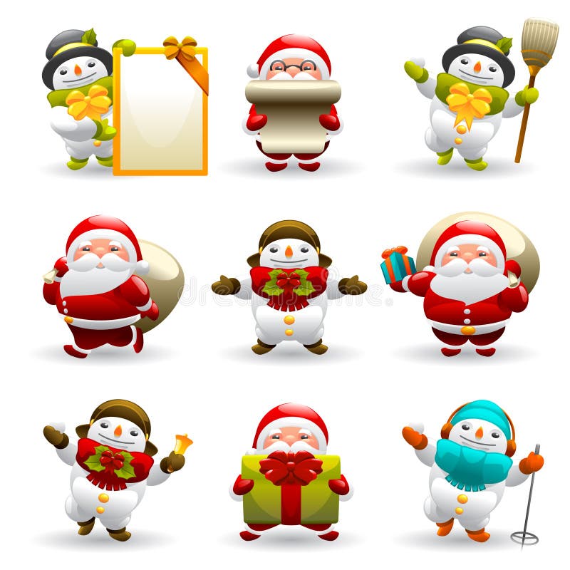 Santa claus and snowman set