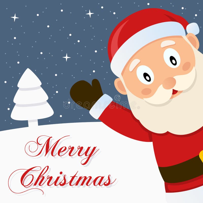 Santa Claus Snowy Merry Christmas Card