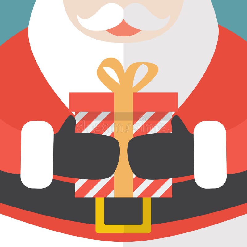 Santa Claus som rymmer en julgåva vektor illustrationer Santa Claus som rymmer en julgåva vektor illustrationer