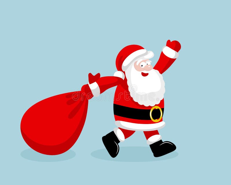 Santa Claus spring med påsen av gåvorna stock illustrationer Santa Claus spring med påsen av gåvorna stock illustrationer