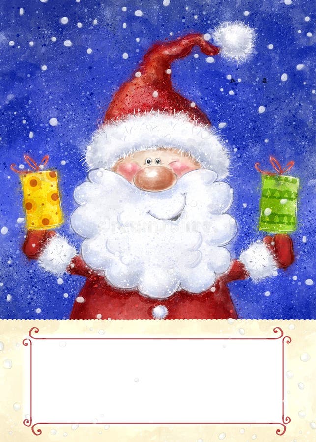 Santa Claus sul fondo della neve Il Babbo Natale su una slitta Nuovo anno felice Sposi la cartolina di Natale Regalo di Natale Re royalty illustrazione gratis Santa Claus sul fondo della neve Il Babbo Natale su una slitta Nuovo anno felice Sposi la cartolina di Natale Regalo di Natale Re royalty illustrazione gratis