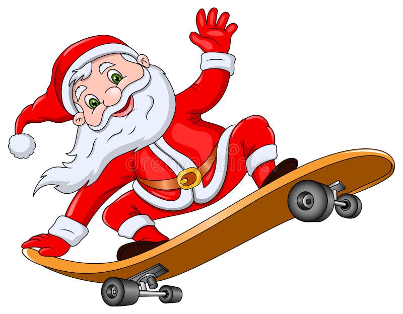 Santa Claus sul pattino illustrazione di stock Santa Claus sul pattino illustrazione di stock