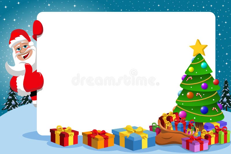 Santa Claus Thumb Up Frame Xmas-Baum stock abbildung Santa Claus Thumb Up Frame Xmas-Baum stock abbildung