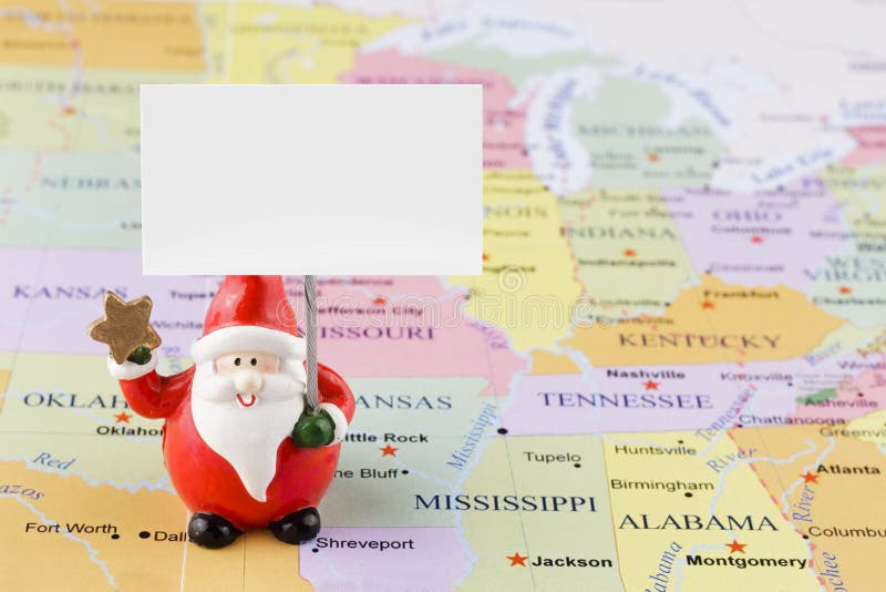 Santa Claus on the USA map