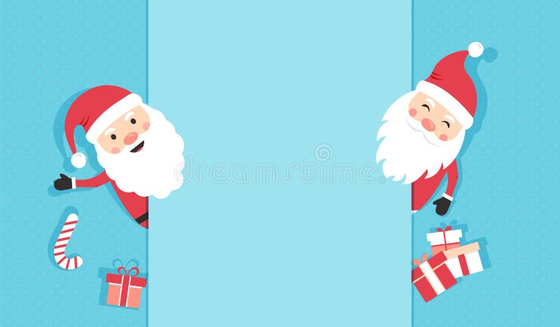 Santa Claus Vector Card, Christmas Background, Cartoon Winter Banner, Cute  Characters and Paper Frame, Invitation Blank. Greeting Stock Vector -  Illustration of holiday, invitation: 229292798