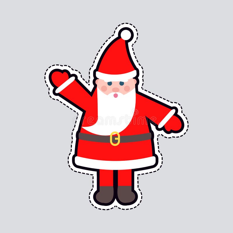 Santa Claus in vestiti rossi con il giocattolo alzato della mano illustrazione di stock Santa Claus in vestiti rossi con il giocattolo alzato della mano illustrazione di stock