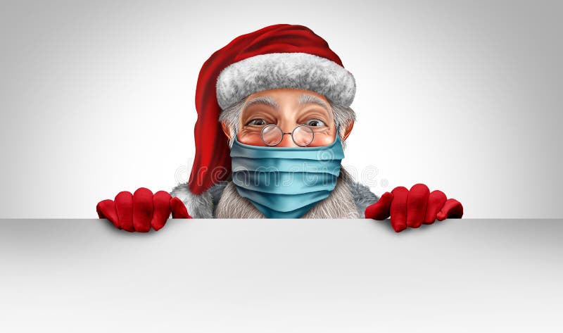 Terre Avec Masque Chirurgical Et Infection Par Le Virus Santa Hat Covid 19  World With Coronavirus Christmas Concept Illustration 3d