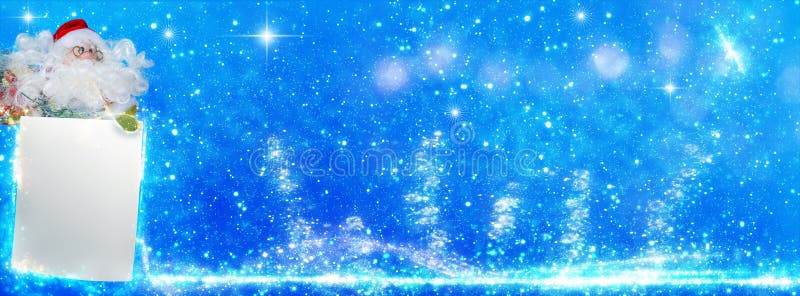 Santa claus with wishlist, Christmas greeting card, banner stock images Santa claus with wishlist, Christmas greeting card, banner stock images