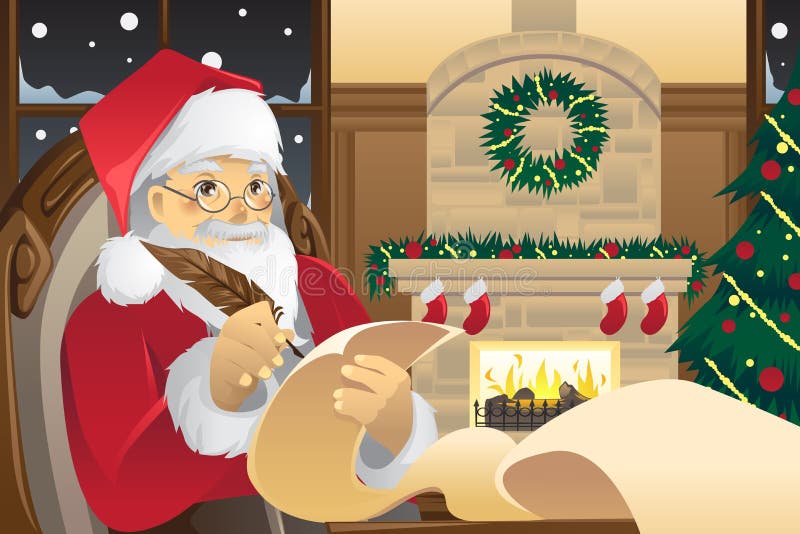 Santa Writing List Stock Illustrations – 608 Santa Writing List