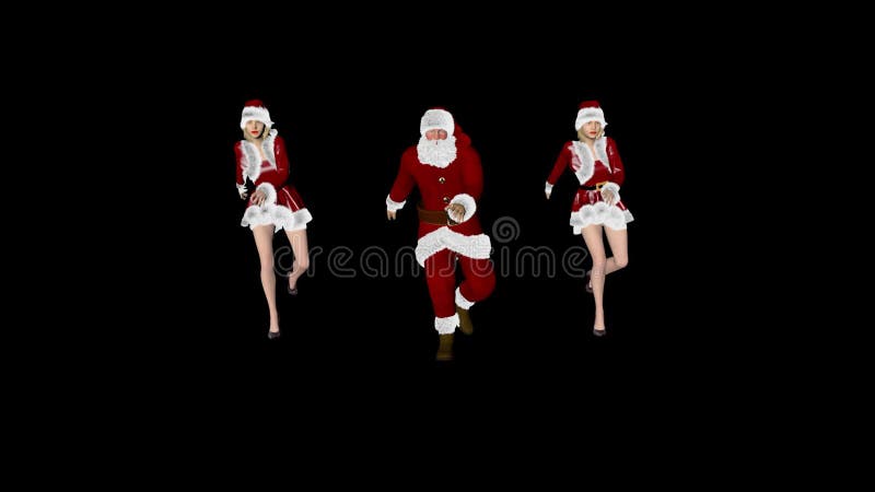 Santa claus y santa helpers swing dance loop alpha channel