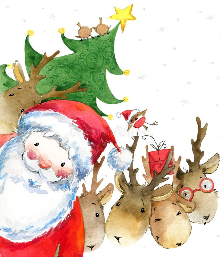 Santa Clause Santa engraçada Cartão do ano novo ilustração stock Santa Clause Santa engraçada Cartão do ano novo ilustração stock