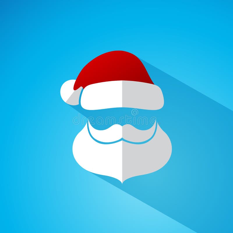 Santa Clause simple head with moustache, beard and hat stock illustration